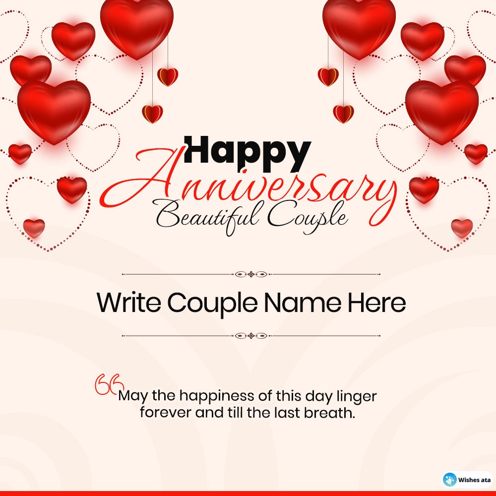 Bright red embossed hearts happy anniversary card