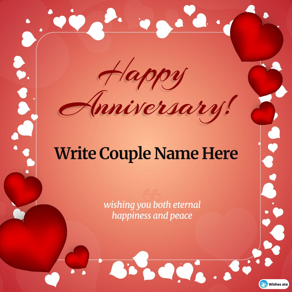 Stunning red-white heart frame happy anniversary card