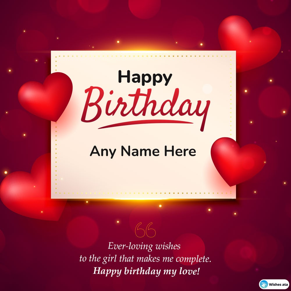 Cherry Red with Hearts happy birthday card