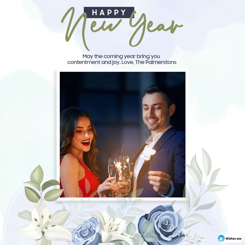 Add custom photo and name in New Year Photo Greetings Card