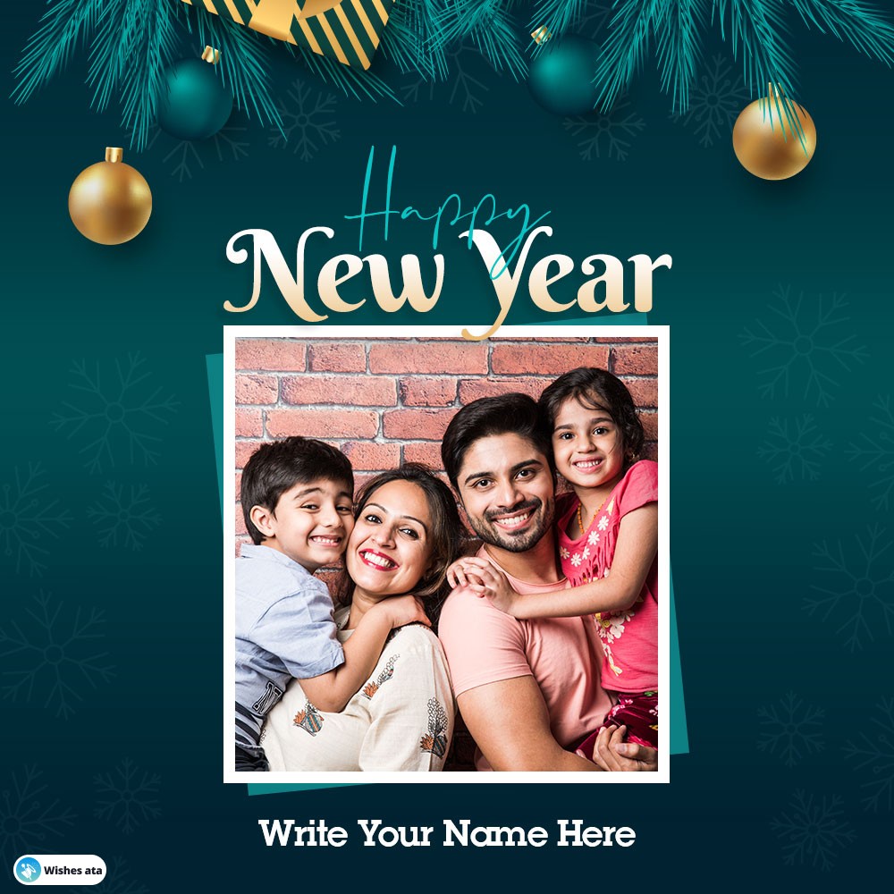 Christmas Ornaments Happy New Year Card With Photo And Name